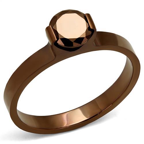 MATK2593 - IP Coffee light Stainless Steel Ring with AAA Grade CZ  in Light Coffee