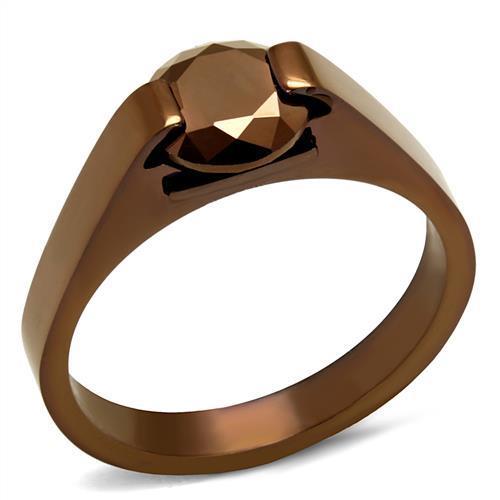 MATK2594 - IP Coffee light Stainless Steel Ring with AAA Grade CZ  in Light Coffee