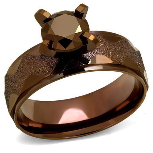 MATK2596 - IP Coffee light Stainless Steel Ring with AAA Grade CZ  in Light Coffee