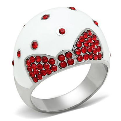 MATK260 - High polished (no plating) Stainless Steel Ring with Top Grade Crystal  in Ruby