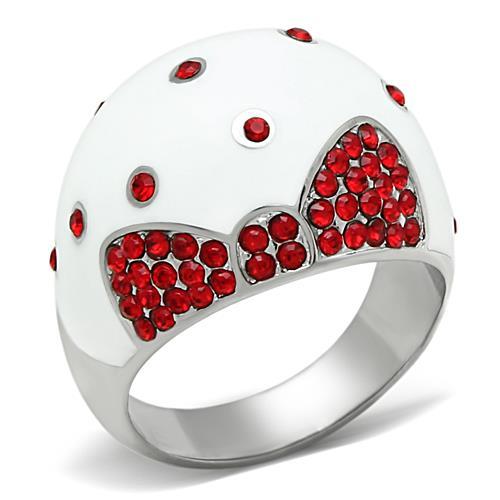 MATK260 - High polished (no plating) Stainless Steel Ring with Top Grade Crystal  in Ruby