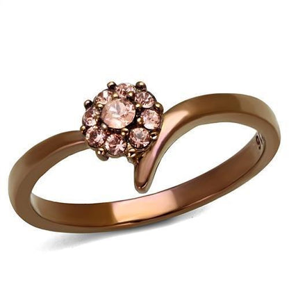 MATK2612 - IP Coffee light Stainless Steel Ring with Top Grade Crystal  in Light Peach