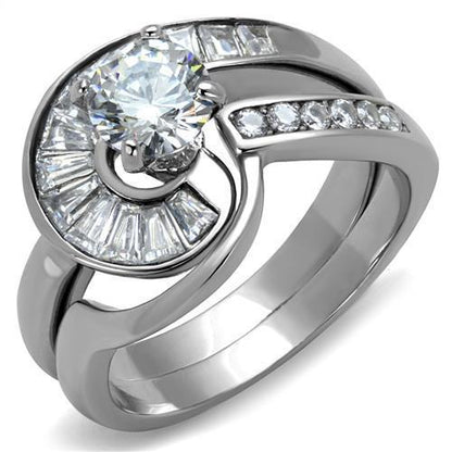 MATK2617 - No Plating Stainless Steel Ring with AAA Grade CZ  in Clear
