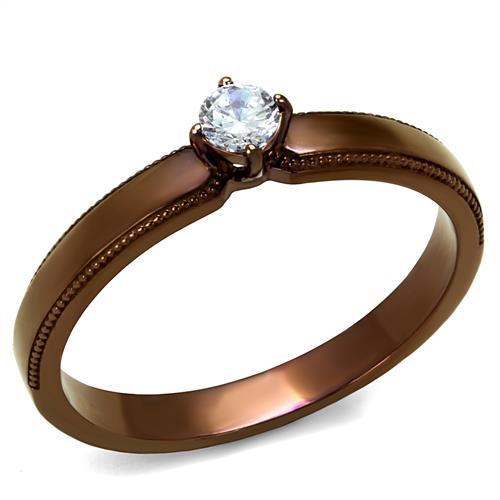 MATK2621 - IP Coffee light Stainless Steel Ring with AAA Grade CZ  in Clear