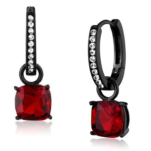 MATK2626 - IP Black(Ion Plating) Stainless Steel Earrings with Synthetic Synthetic Glass in Siam
