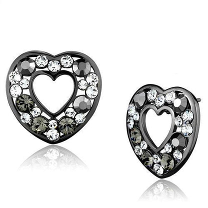 MATK2627 - IP Light Black  (IP Gun) Stainless Steel Earrings with Top Grade Crystal  in Multi Color