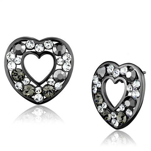 MATK2627 - IP Light Black  (IP Gun) Stainless Steel Earrings with Top Grade Crystal  in Multi Color