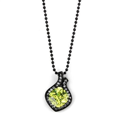 MATK2629 - IP Black(Ion Plating) Stainless Steel Chain Pendant with AAA Grade CZ  in Apple Green color