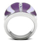 MATK262 - High polished (no plating) Stainless Steel Ring with Top Grade Crystal  in Sea Blue