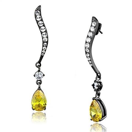 MATK2631 - IP Light Black  (IP Gun) Stainless Steel Earrings with AAA Grade CZ  in Topaz