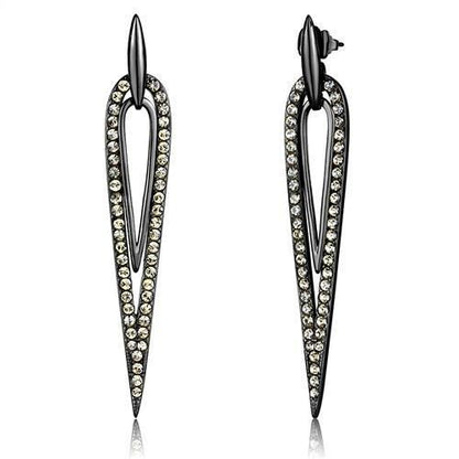 MATK2634 - IP Light Black  (IP Gun) Stainless Steel Earrings with Top Grade Crystal  in Smoky Topaz