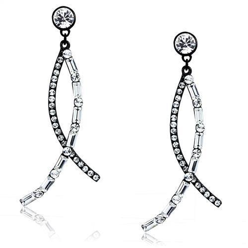 MATK2635 - IP Light Black  (IP Gun) Stainless Steel Earrings with Top Grade Crystal  in Clear