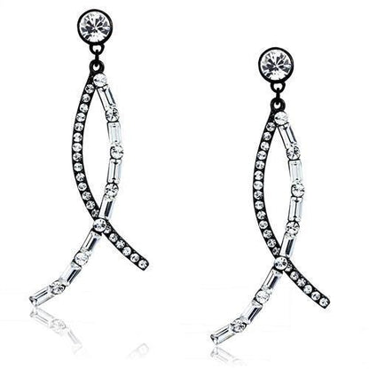 MATK2635 - IP Light Black  (IP Gun) Stainless Steel Earrings with Top Grade Crystal  in Clear