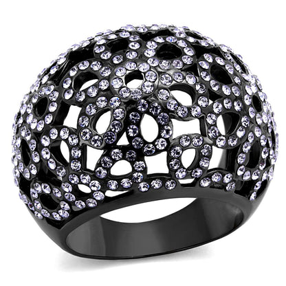 MATK2642 - IP Light Black  (IP Gun) Stainless Steel Ring with Top Grade Crystal  in Tanzanite