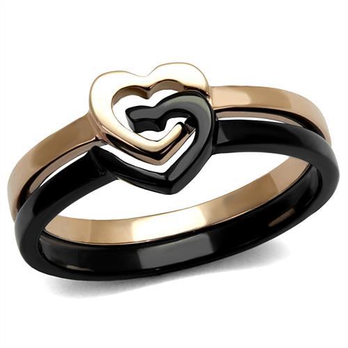 MATK2650 - IP Rose Gold+ IP Black (Ion Plating) Stainless Steel Ring with No Stone