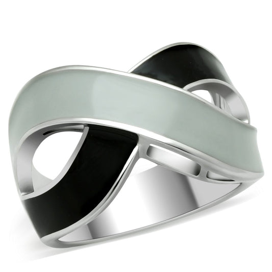 MATK265 - Rhodium Stainless Steel Ring with Epoxy  in No Stone