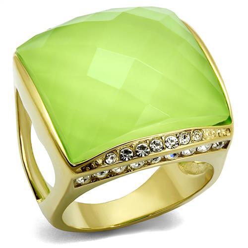 MATK2661 - IP Gold(Ion Plating) Stainless Steel Ring with Synthetic Synthetic Stone in Apple Green color