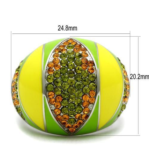 MATK266 - High polished (no plating) Stainless Steel Ring with Top Grade Crystal  in Multi Color