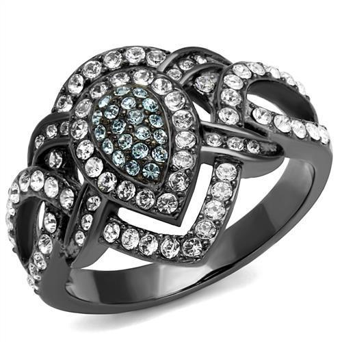 MATK2679 - IP Light Black  (IP Gun) Stainless Steel Ring with Top Grade Crystal  in Multi Color