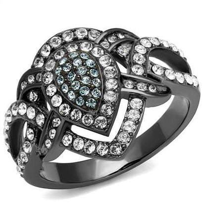 MATK2679 - IP Light Black  (IP Gun) Stainless Steel Ring with Top Grade Crystal  in Multi Color