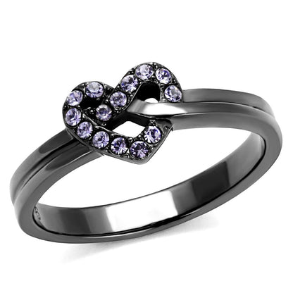MATK2685 - IP Light Black  (IP Gun) Stainless Steel Ring with Top Grade Crystal  in Light Amethyst
