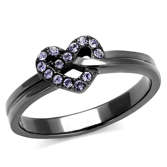 MATK2685 - IP Light Black  (IP Gun) Stainless Steel Ring with Top Grade Crystal  in Light Amethyst