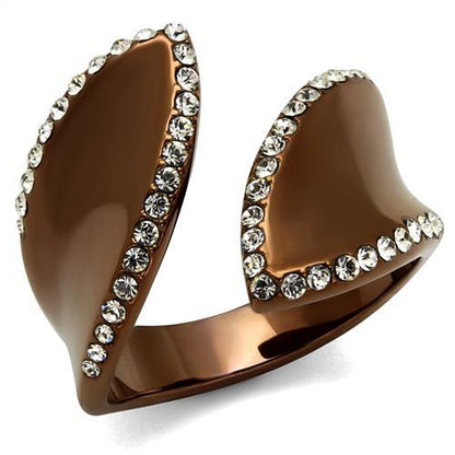 MATK2691 - IP Coffee light Stainless Steel Ring with Top Grade Crystal  in Clear