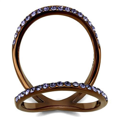 MATK2693 - IP Coffee light Stainless Steel Ring with Top Grade Crystal  in Tanzanite