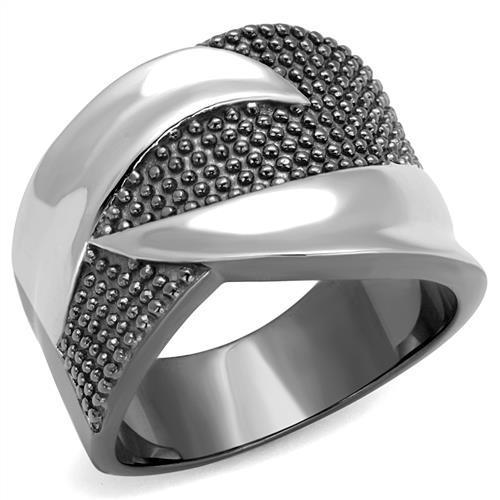 MATK2700 - Two Tone IP Light Black (IP Gun) Stainless Steel Ring with No Stone