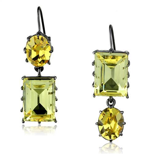 MATK2709 - IP Light Black  (IP Gun) Stainless Steel Earrings with Top Grade Crystal  in Multi Color