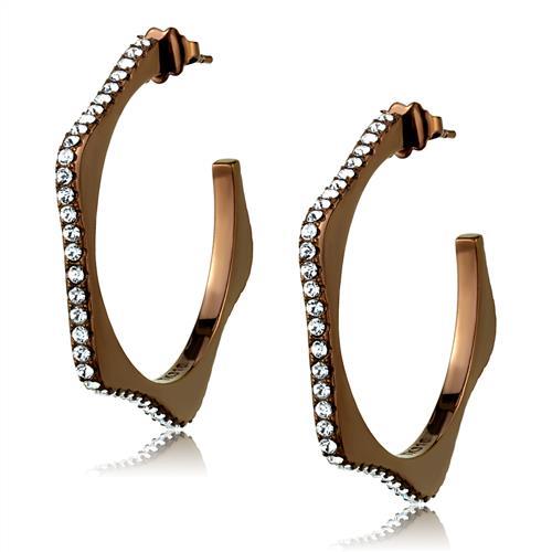 MATK2714 - IP Coffee light Stainless Steel Earrings with Top Grade Crystal  in Clear