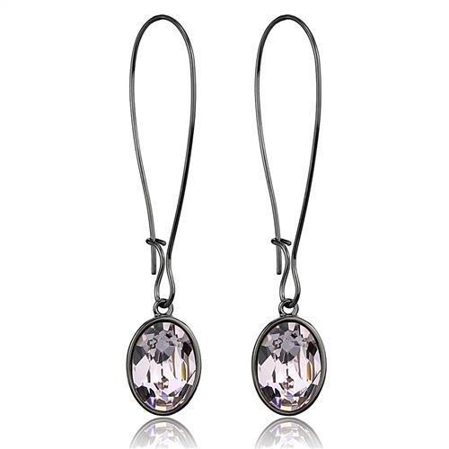 MATK2719 - IP Light Black  (IP Gun) Stainless Steel Earrings with Top Grade Crystal  in Light Peach