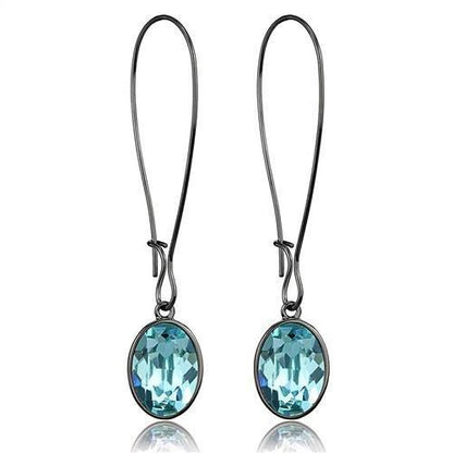 MATK2720 - IP Light Black  (IP Gun) Stainless Steel Earrings with Top Grade Crystal  in Sea Blue
