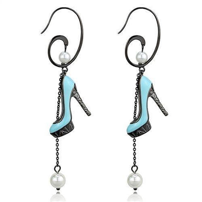 MATK2721 - IP Light Black  (IP Gun) Stainless Steel Earrings with Synthetic Pearl in White