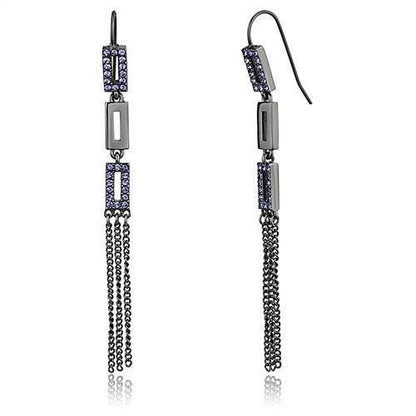 MATK2722 - IP Light Black  (IP Gun) Stainless Steel Earrings with Top Grade Crystal  in Tanzanite