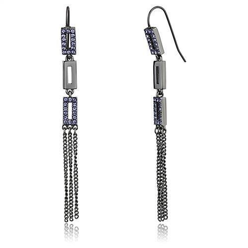 MATK2722 - IP Light Black  (IP Gun) Stainless Steel Earrings with Top Grade Crystal  in Tanzanite