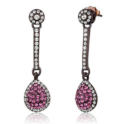 MATK2724 - IP Dark Brown (IP coffee) Stainless Steel Earrings with Top Grade Crystal  in Rose