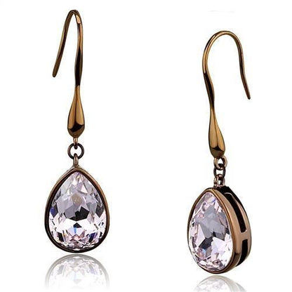 MATK2727 - IP Coffee light Stainless Steel Earrings with Top Grade Crystal  in Light Peach