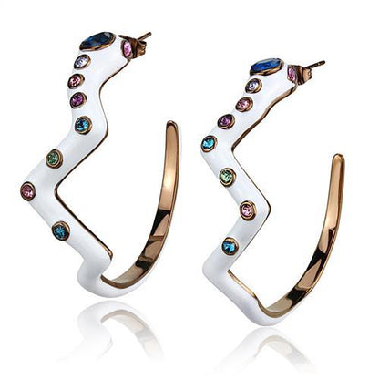 MATK2729 - IP Coffee light Stainless Steel Earrings with Top Grade Crystal  in Multi Color