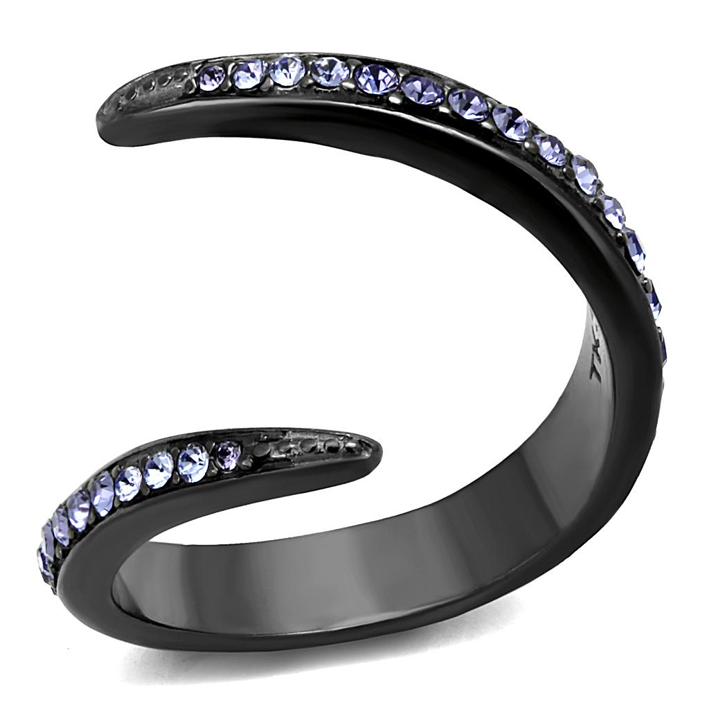MATK2732 - IP Light Black  (IP Gun) Stainless Steel Ring with Top Grade Crystal  in Tanzanite