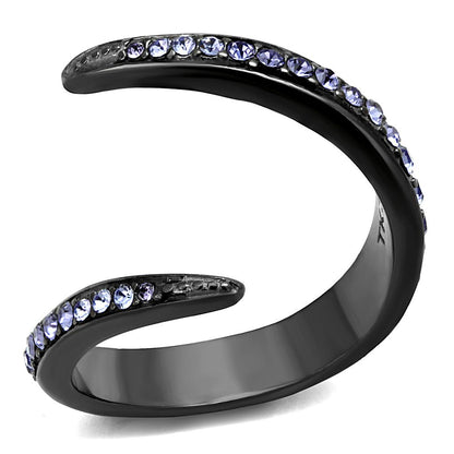 MATK2732 - IP Light Black  (IP Gun) Stainless Steel Ring with Top Grade Crystal  in Tanzanite