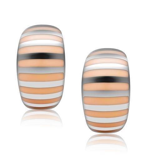 MATK273 - High polished (no plating) Stainless Steel Earrings with Epoxy  in No Stone