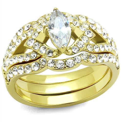 MATK2743 - IP Gold(Ion Plating) Stainless Steel Ring with AAA Grade CZ  in Clear