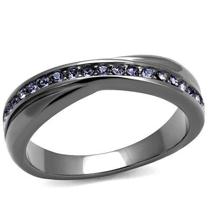 MATK2750 - IP Light Black  (IP Gun) Stainless Steel Ring with Top Grade Crystal  in Tanzanite
