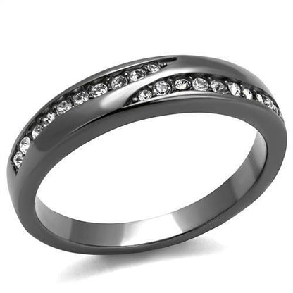 MATK2751 - IP Light Black  (IP Gun) Stainless Steel Ring with Top Grade Crystal  in Clear