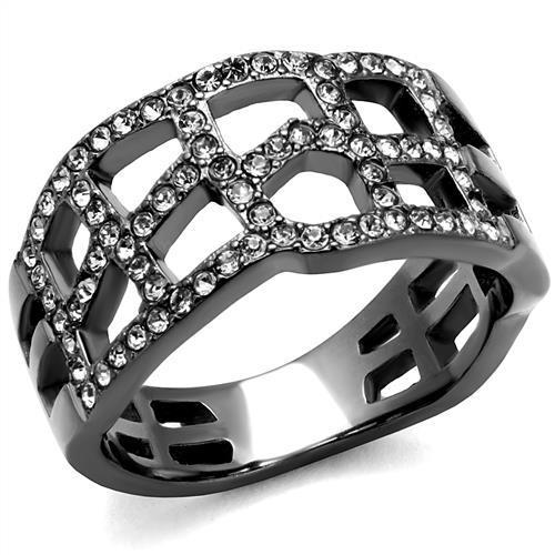 MATK2753 - IP Light Black  (IP Gun) Stainless Steel Ring with Top Grade Crystal  in Black Diamond