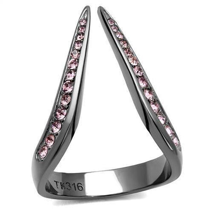 MATK2756 - IP Light Black  (IP Gun) Stainless Steel Ring with Top Grade Crystal  in Light Amethyst