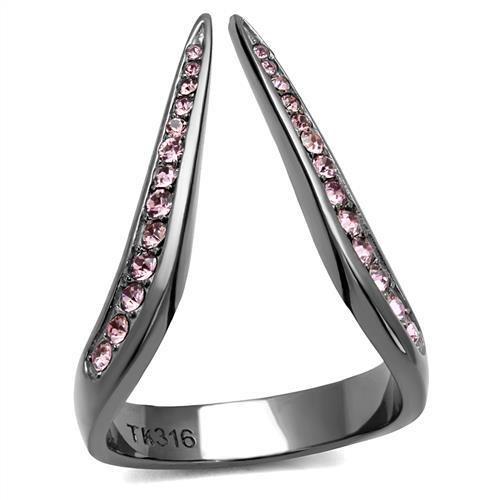 MATK2756 - IP Light Black  (IP Gun) Stainless Steel Ring with Top Grade Crystal  in Light Amethyst