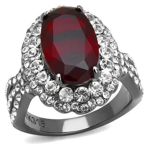 MATK2761 - IP Light Black  (IP Gun) Stainless Steel Ring with Synthetic Synthetic Glass in Siam