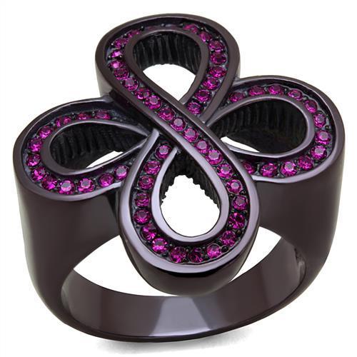 MATK2763 - IP Dark Brown (IP coffee) Stainless Steel Ring with Top Grade Crystal  in Fuchsia